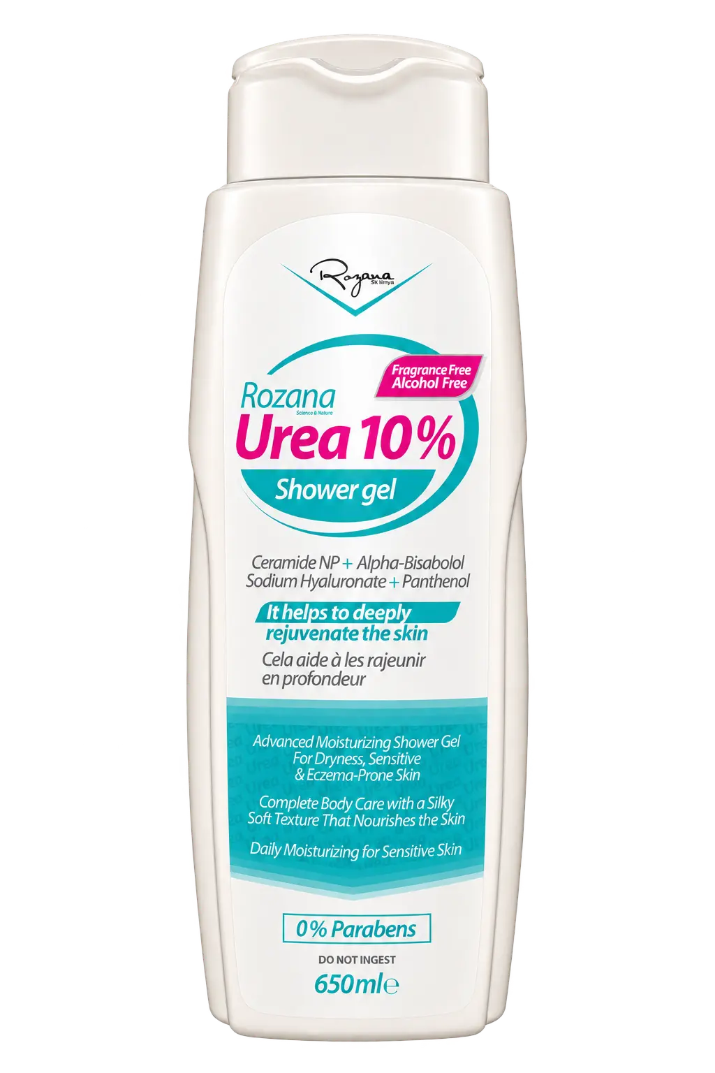 ROZANA SHOWER GEL UREA 10% – FRAGRANCE FREE – 650 mL