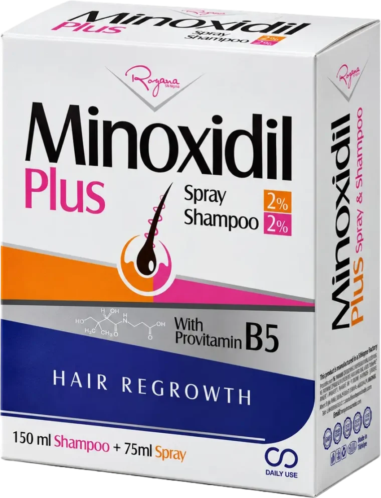ROZANA MINOXIDIL HAIR SPRAY 2% + SHAMPOO 2% – (75 mL + 150 mL)