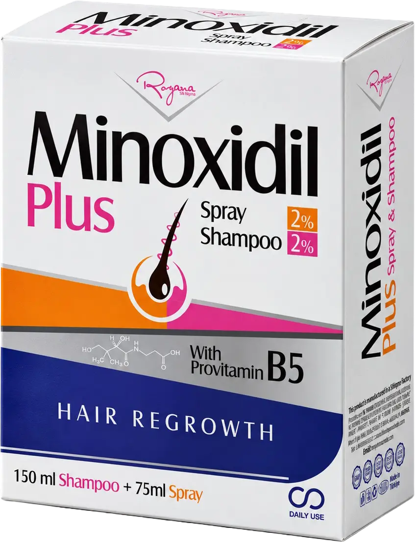 ROZANA MINOXIDIL HAIR SPRAY 2% + SHAMPOO 2% – (75 mL + 150 mL)