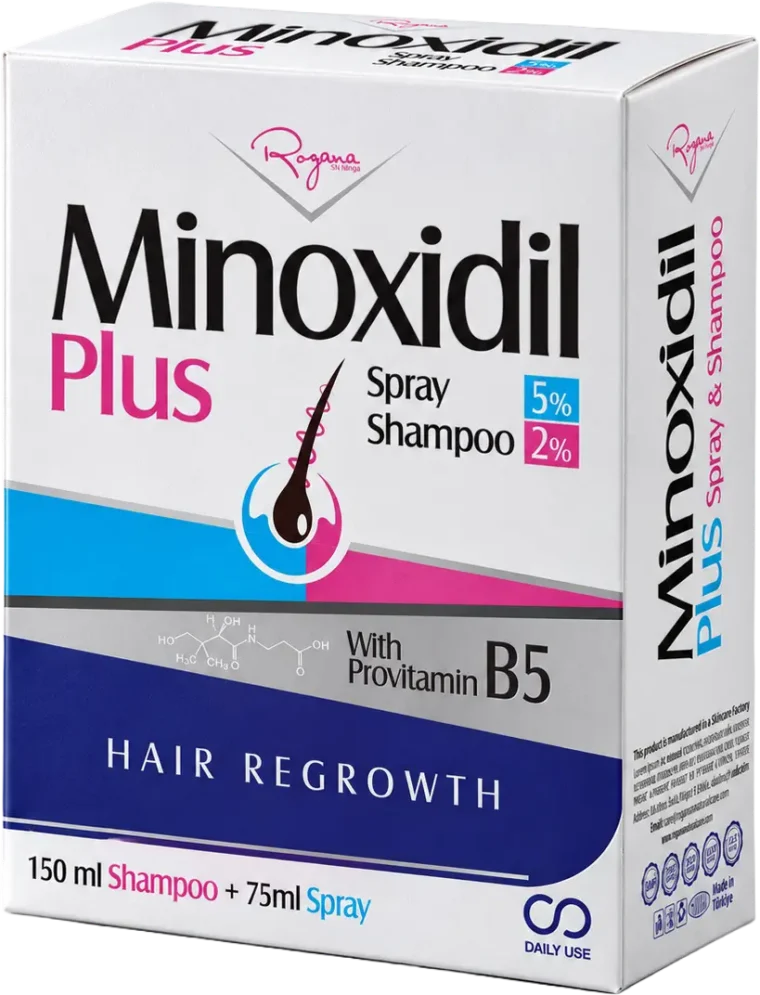 ROZANA MINOXIDIL HAIR SPRAY 5% + SHAMPOO 2% – (75 mL + 150 mL)