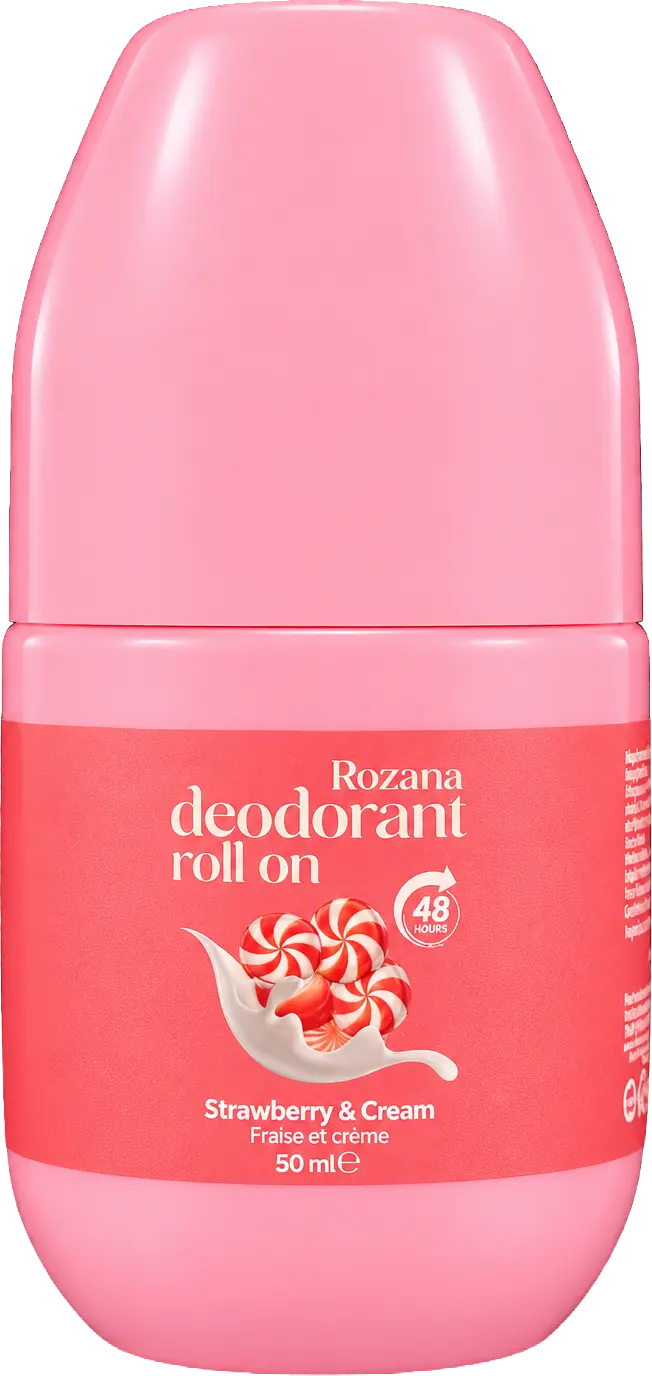 ROZANA DEODORANT ROLL ON 48 HOURS – STRAWBERRIES & CREAM – 50 mL