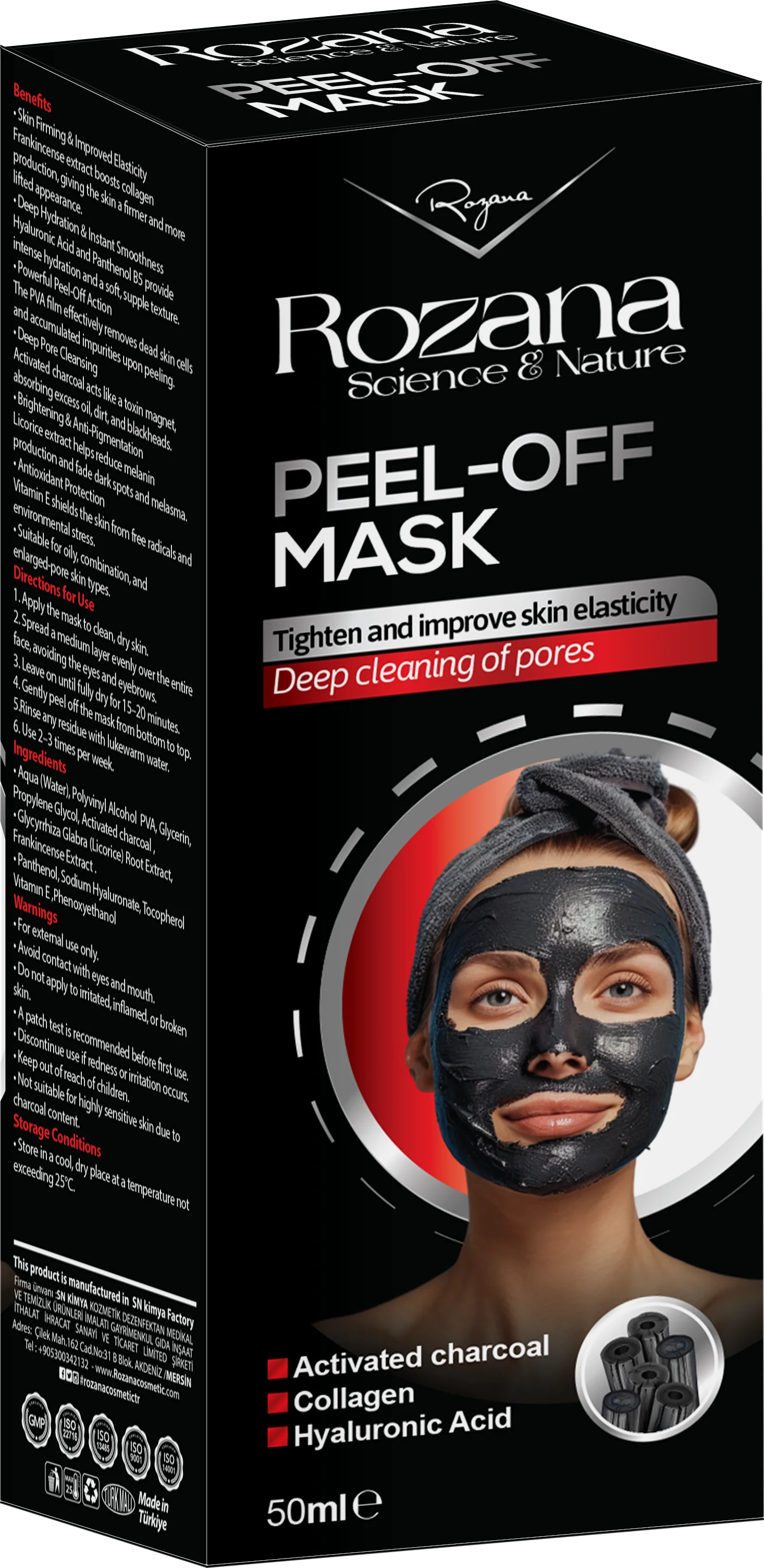 ROZANA PEEL-OFF MASK – ACTIVATED CHARCOAL